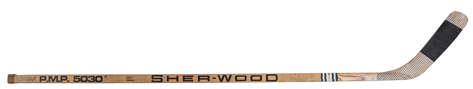 1983-84 Philadelphia Flyers Team Signed Sherwood Model Hockey Stick (Beckett)
